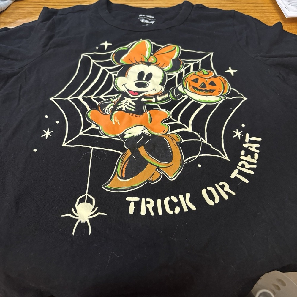 Old Navy Disney Women's  Minnie Mouse Trick Treat Halloween‎ T Shirt XL Black